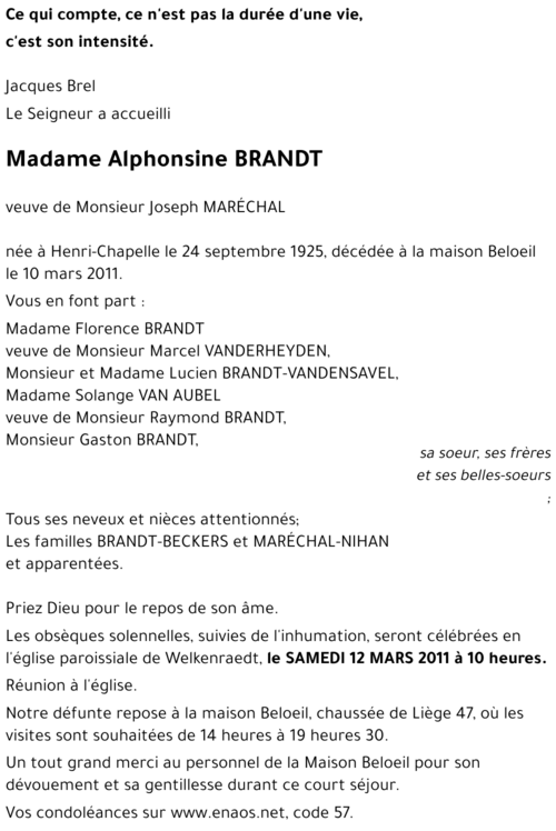 Alphonsine BRANDT