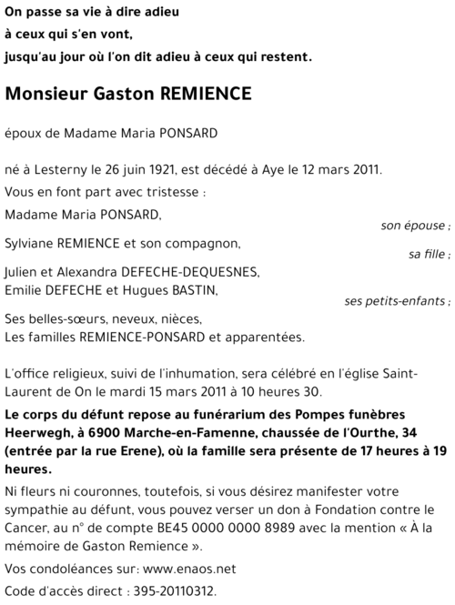 Gaston REMIENCE