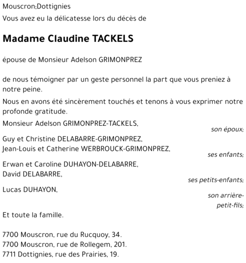 Claudine TACKELS
