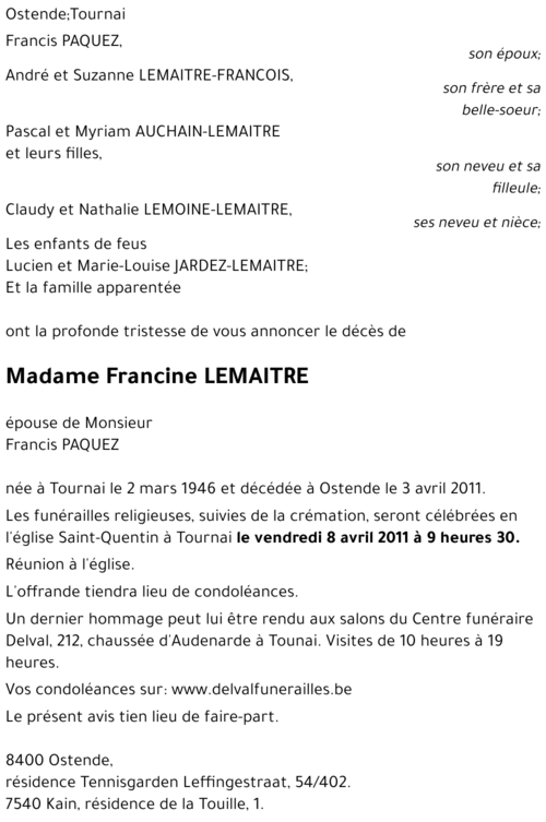 Francine LEMAITRE
