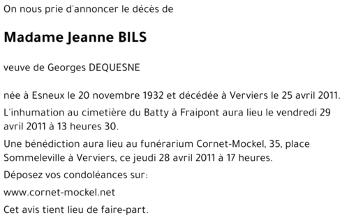 Jeanne BILS