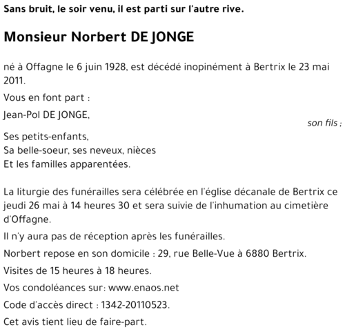 Norbert DE JONGE