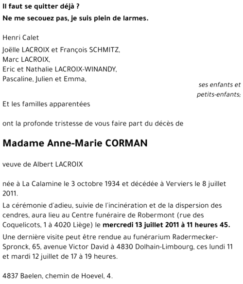 Anne-Marie CORMAN