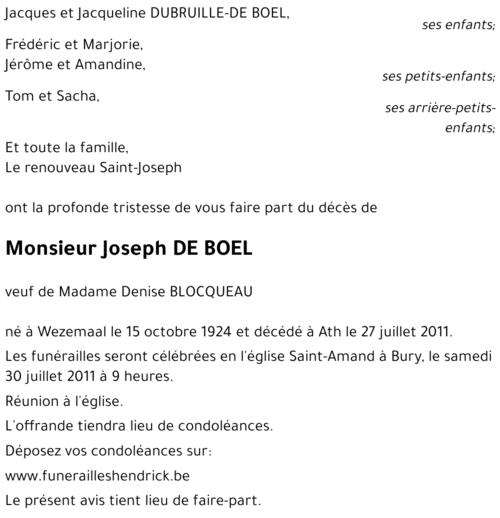 Joseph DE BOEL