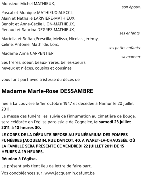 Marie-Rose DESSAMBRE