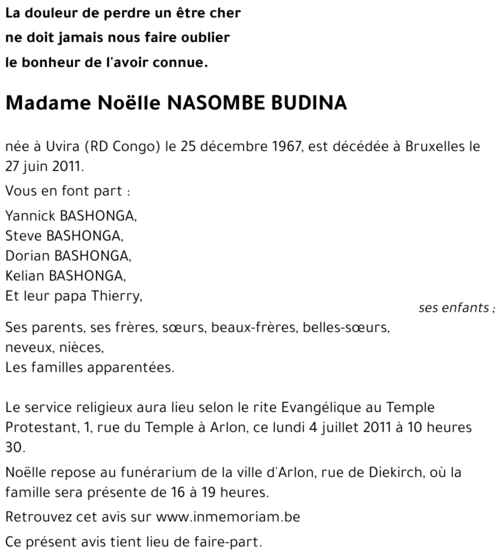 NASOMBE BUDINA Noëlle