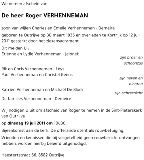 Roger VERHENNEMAN