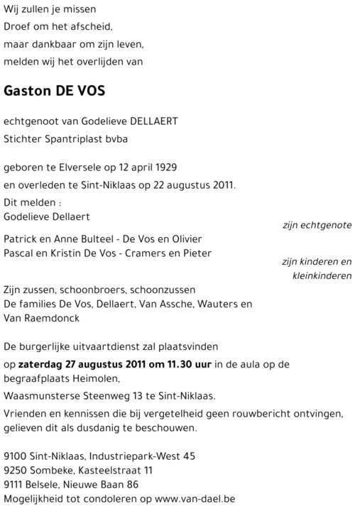 Gaston DE VOS