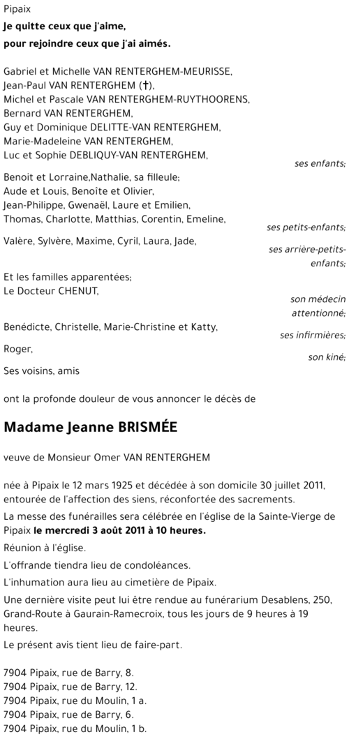 Jeanne BRISMÉE