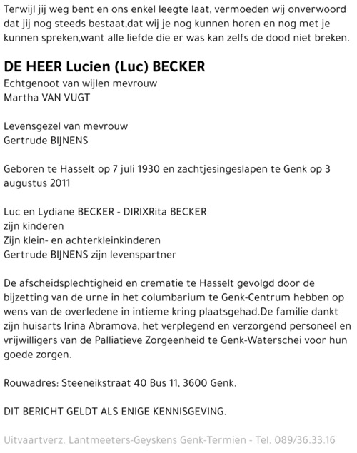 Lucien (Luc) BECKER