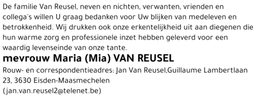 Maria (Mia) Van Reusel