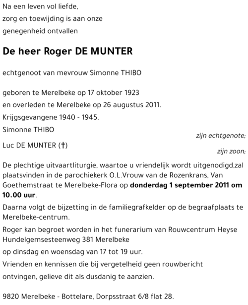 Roger DE MUNTER