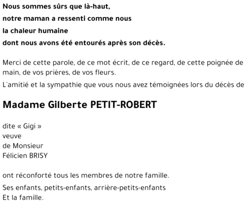 Gilberte PETIT-ROBERT
