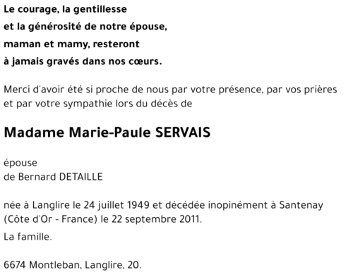 Marie-Paule SERVAIS