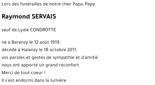 Raymond SERVAIS