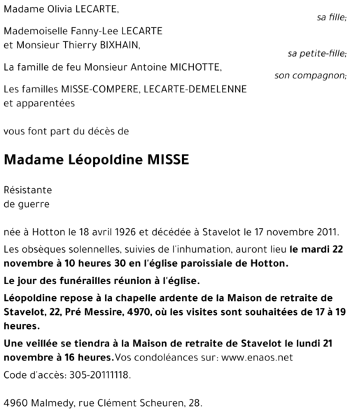 Léopoldine MISSE