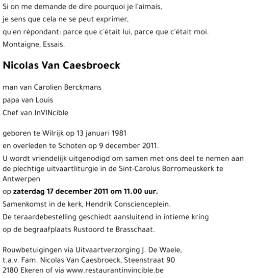 Nicolas VAN CAESBROECK