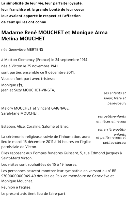 René MOUCHET Monique Alma Melina MOUCHET
