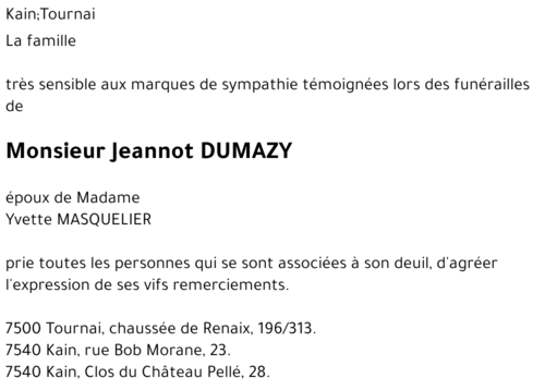 Jeannot DUMAZY