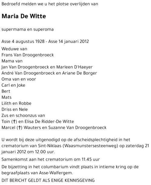 Maria De Witte