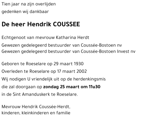 Hendrik COUSSEE