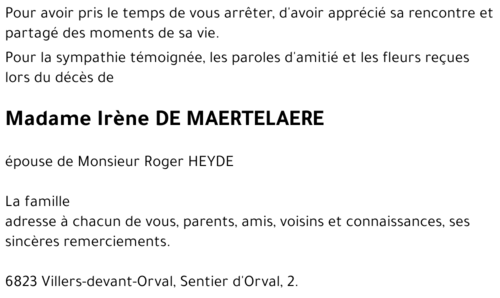 Irène DE MAERTELAERE