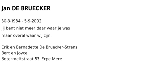 Jan DE BRUECKER