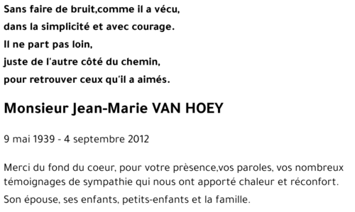 Jean-Marie VAN HOEY