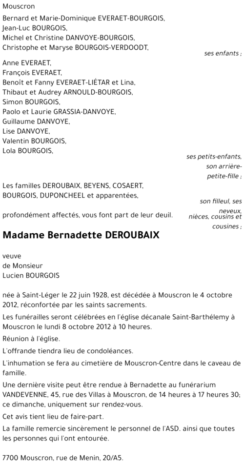 Bernadette DEROUBAIX