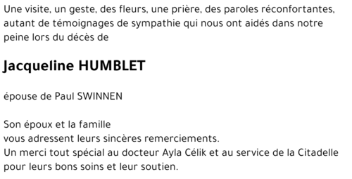 Jacqueline HUMBLET