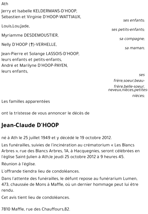 Jean-Claude D'HOOP
