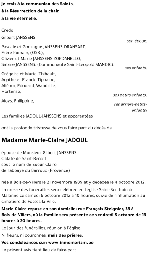 Marie-Claire JADOUL