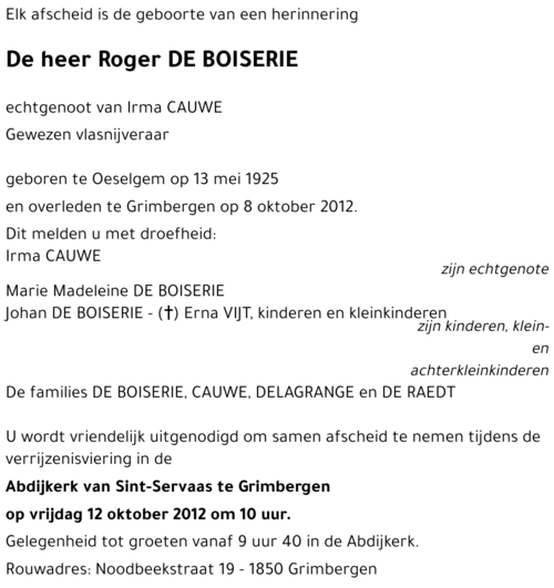 Roger DE BOISERIE