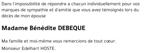 benedite DEBEQUE