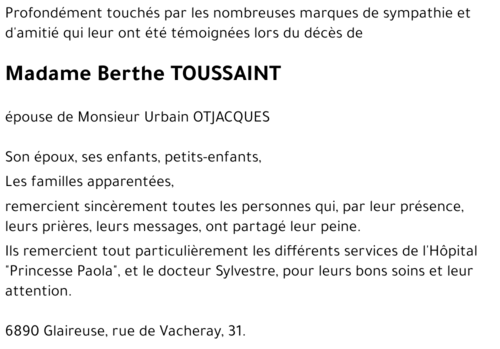 Berthe TOUSSAINT