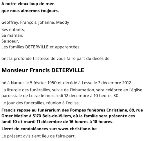 Francis DETERVILLE