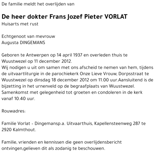 Frans Jozef Pieter VORLAT