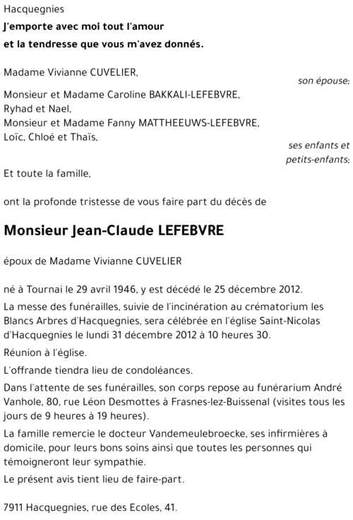 Jean-Claude LEFEBVRE