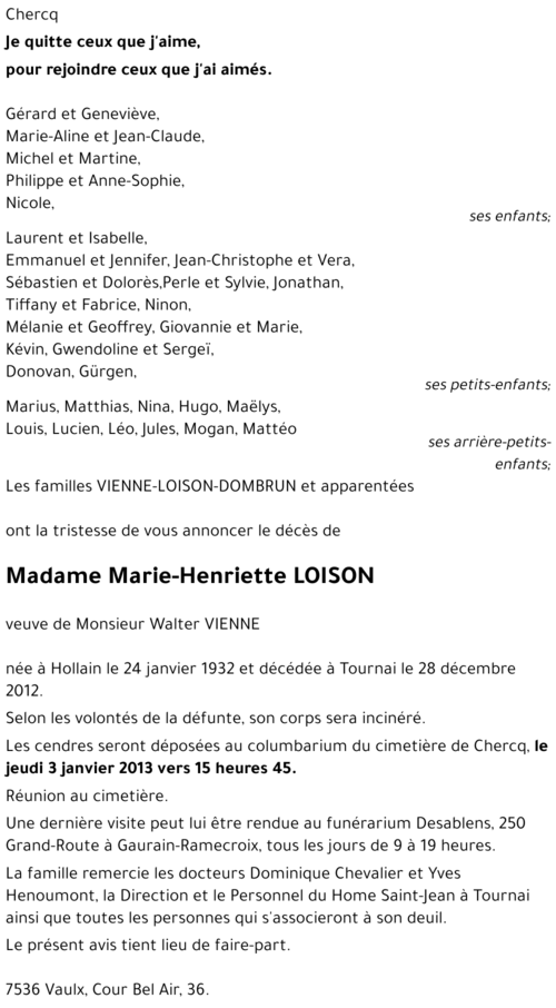 Marie-Henriette LOISON
