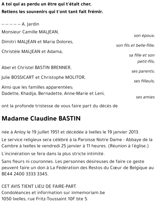 Claudine BASTIN