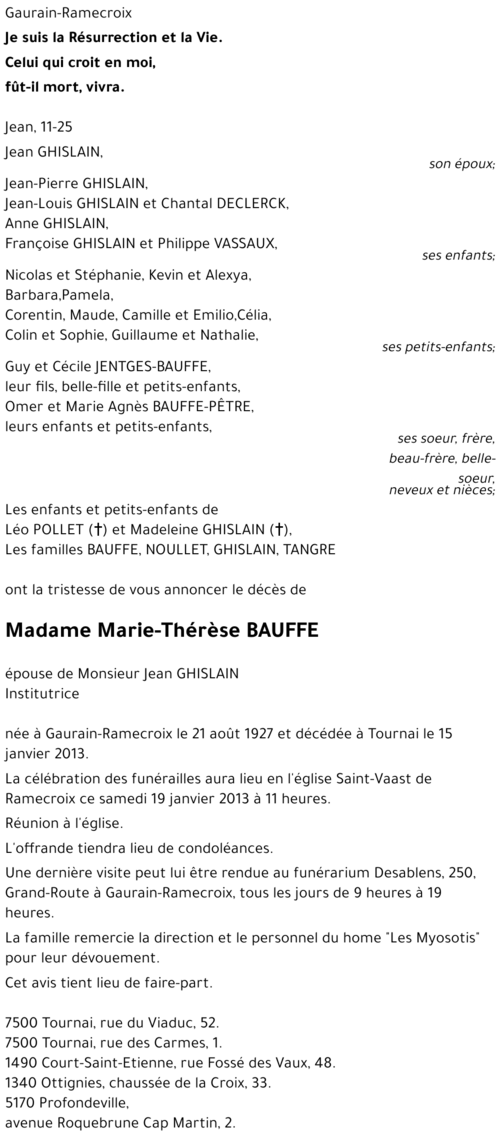 Marie-Thérèse BAUFFE