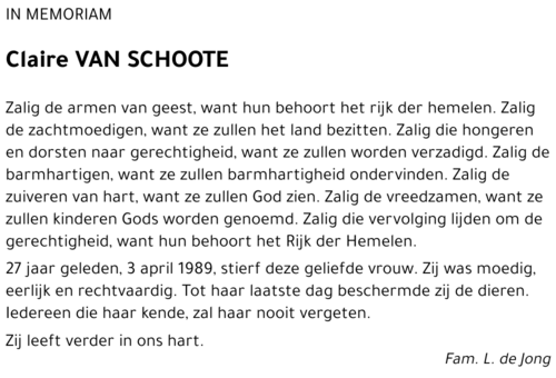 Claire VAN SCHOOTE