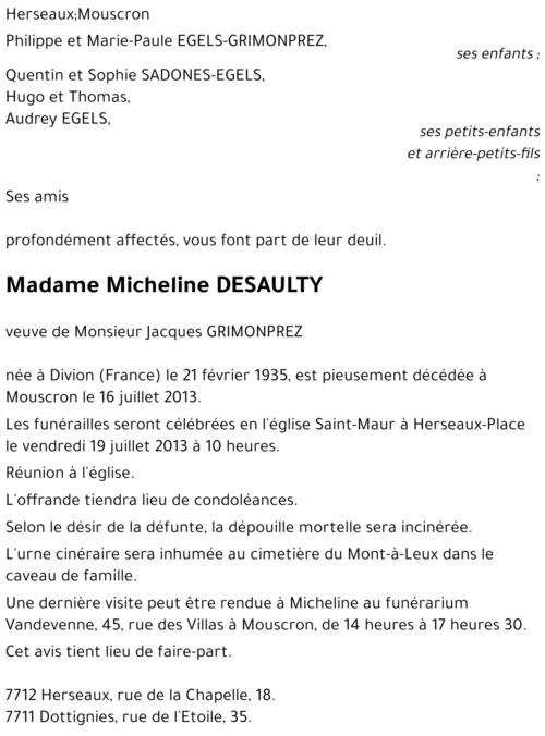 Micheline DESAULTY