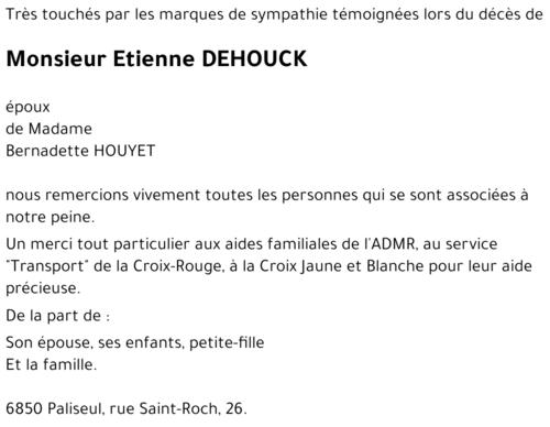 Etienne DEHOUCK
