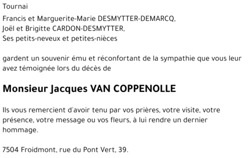 Jacques VAN COPPENOLLE