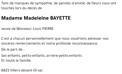 Madeleine BAYETTE
