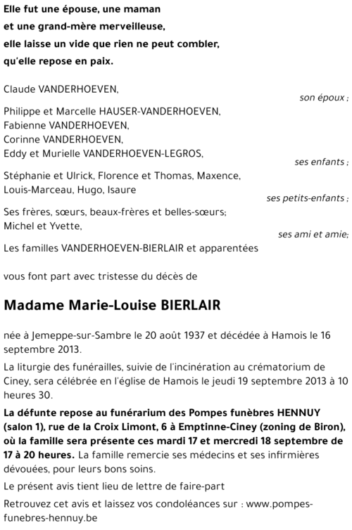 Marie-Louise BIERLAIR