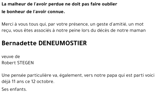 Bernadette DENEUMOSTIER