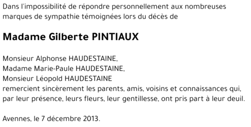 Gilberte PINTIAUX