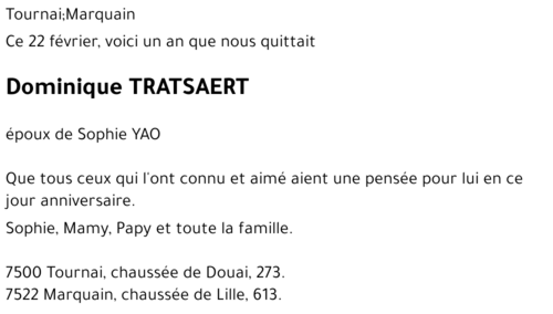 Dominique TRATSAERT